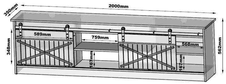 TV-taso Cama Meble Granero, 200x56,7x35 cm, valkoinen hinta ja tiedot | TV-tasot | hobbyhall.fi