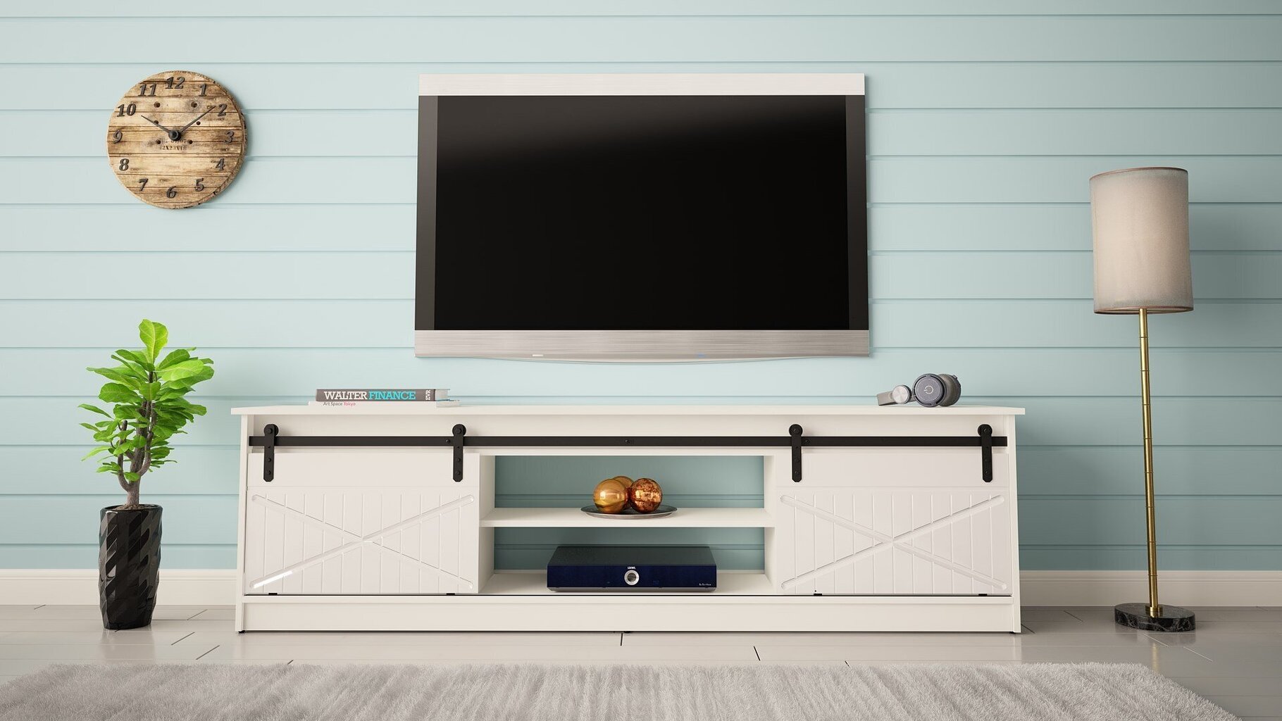 TV-taso Cama Meble Granero, 200x56,7x35 cm, valkoinen hinta ja tiedot | TV-tasot | hobbyhall.fi