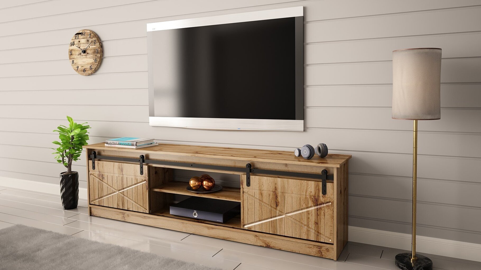 TV-taso Cama Meble Granero, 200x56,7x35 cm, ruskea hinta ja tiedot | TV-tasot | hobbyhall.fi