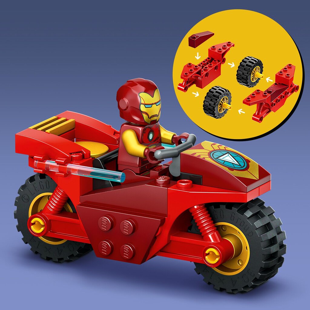 76287 LEGO® Marvel Iron Man moottoripyörän ja Hulkin kanssa, 68 osaa hinta ja tiedot | LEGOT ja rakennuslelut | hobbyhall.fi