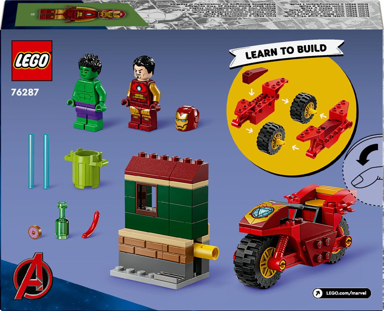 76287 LEGO® Marvel Iron Man moottoripyörän ja Hulkin kanssa, 68 osaa hinta ja tiedot | LEGOT ja rakennuslelut | hobbyhall.fi