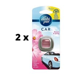 Ilmanraikastin autoihin AMBI PUR Car Flowers & Spring, 2 ml x 2 kpl. paketti hinta ja tiedot | Ilmanraikastimet autoon | hobbyhall.fi