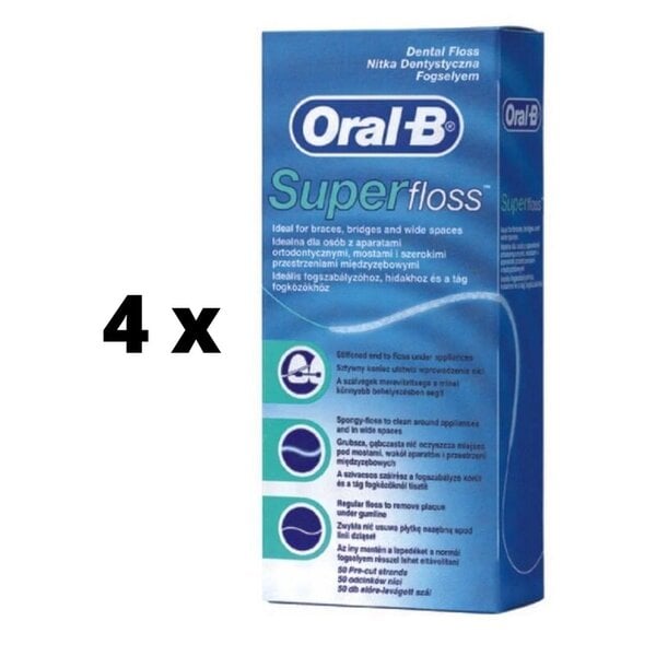 Hammaslanka Oral-B Super Floss, 50 kpl x 4 paketti