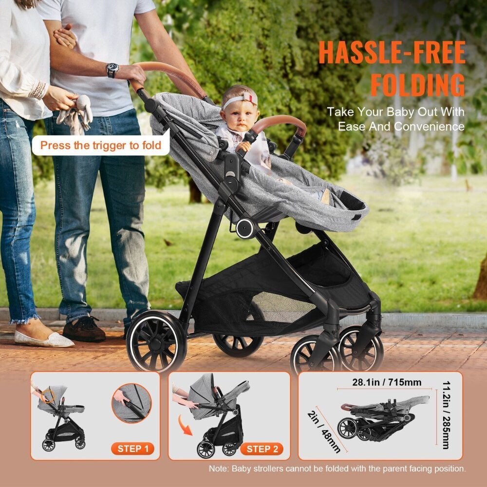 Baby Buggy lastenvaunut Vevor, harmaa hinta ja tiedot | Vaunut ja rattaat | hobbyhall.fi