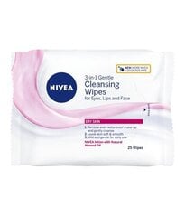 Märkäpuhdistuspyyhkeet Nivea Gentle Cleansing 3 in 1, 25 kpl hinta ja tiedot | Kasvojen puhdistusaineet | hobbyhall.fi