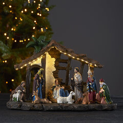 LED jouluvalokoriste paristoilla 0,76W 37x25cm Nativity 680-87 hinta ja tiedot | LED-valonauhat | hobbyhall.fi