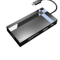 Sovitin ThinkPad 8in1 LC08 Type-C Sisään 3USB3.0 RJ45 1000mbps SD/TF HDMI PD för HUAWEI Mate40/P50 Samsung S20 hinta ja tiedot | Adapterit | hobbyhall.fi