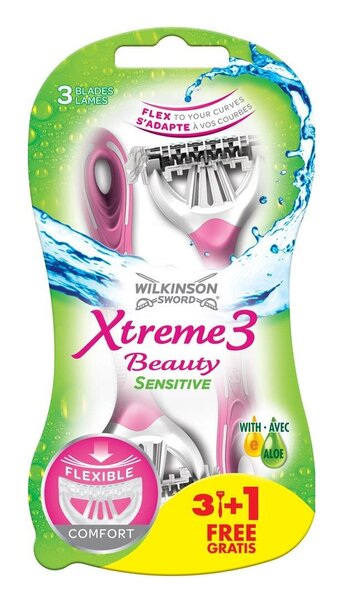 Kertakäyttöinen partakone WS Xtreme3 ​​Beauty Sensitive 3+1 kpl, 5 kpl.