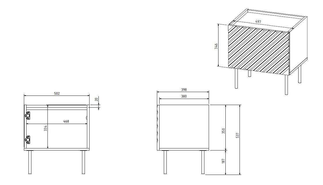 2-osan yöpöytäsetti Cama Meble Onda, musta hinta ja tiedot | Yöpöydät | hobbyhall.fi