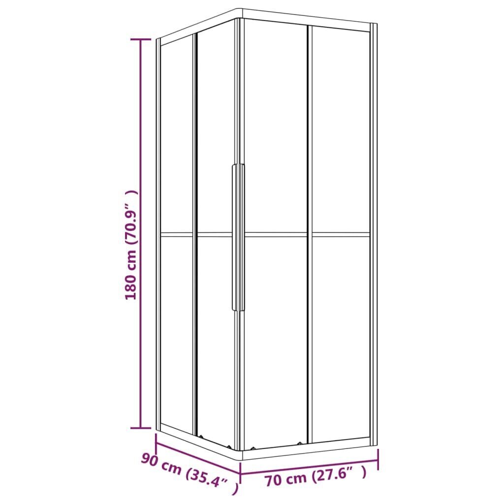 vidaXL Suihkukaappi huurrettu ESG 90x70x180 cm musta hinta ja tiedot | Suihkukaapit ja suihkunurkat | hobbyhall.fi