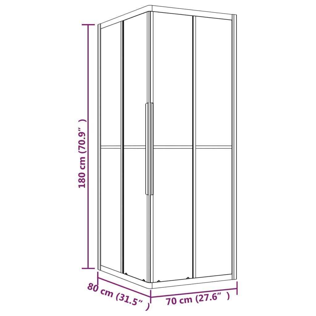 vidaXL Suihkukaappi huurrettu ESG 80x70x180 cm hinta ja tiedot | Suihkukaapit ja suihkunurkat | hobbyhall.fi