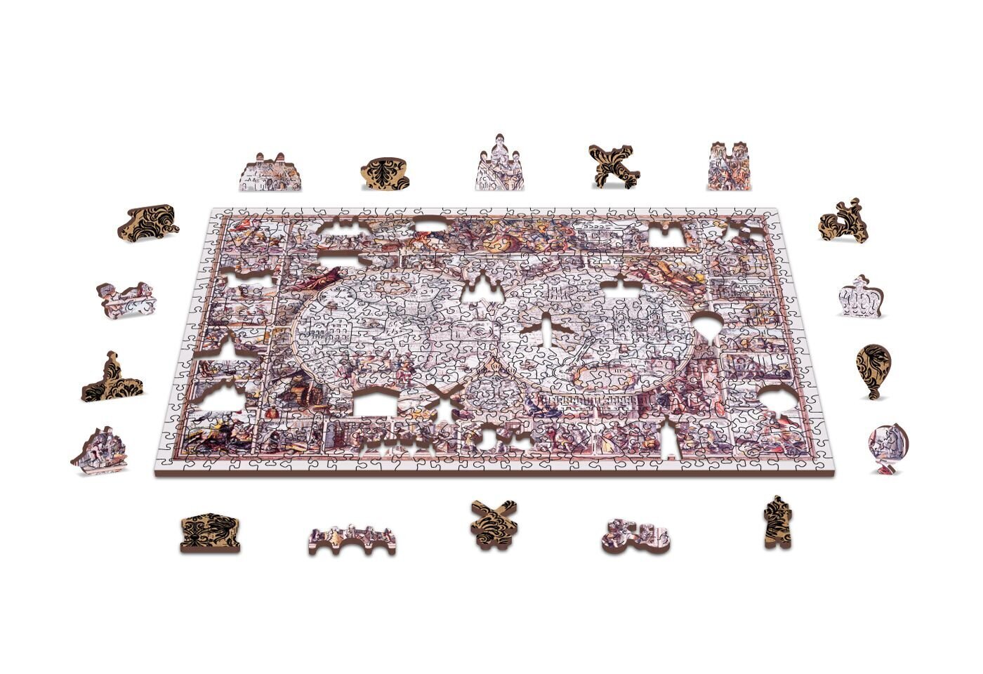 Puinen palapeli ainutlaatuisilla elementeillä "The Age Exploration Map" Wooden Puzzle 500 pcs / Wooden.city hinta ja tiedot | Palapelit | hobbyhall.fi