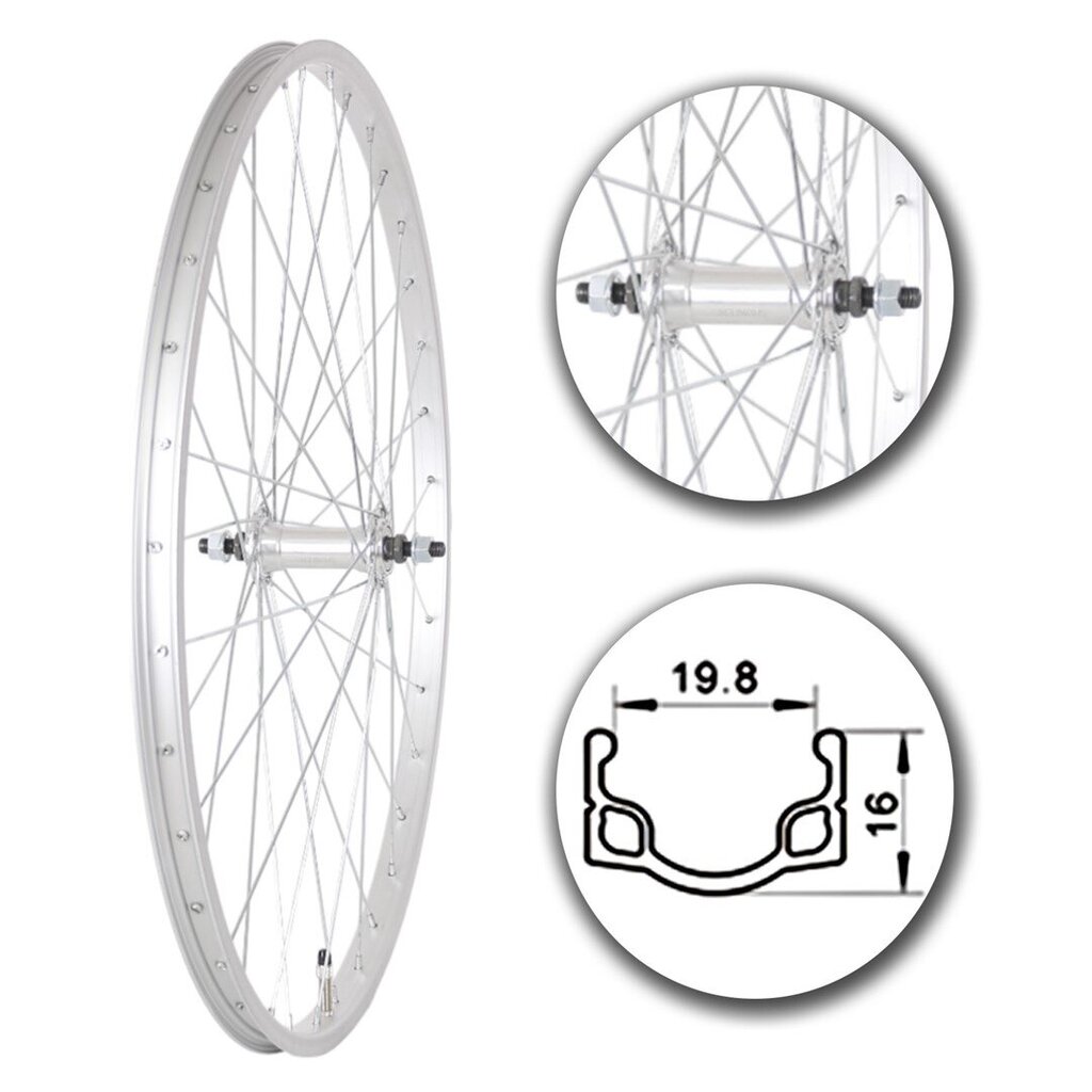 26" etupyörä polkupyörään, hopea hinta ja tiedot | Muut polkupyörän varaosat | hobbyhall.fi