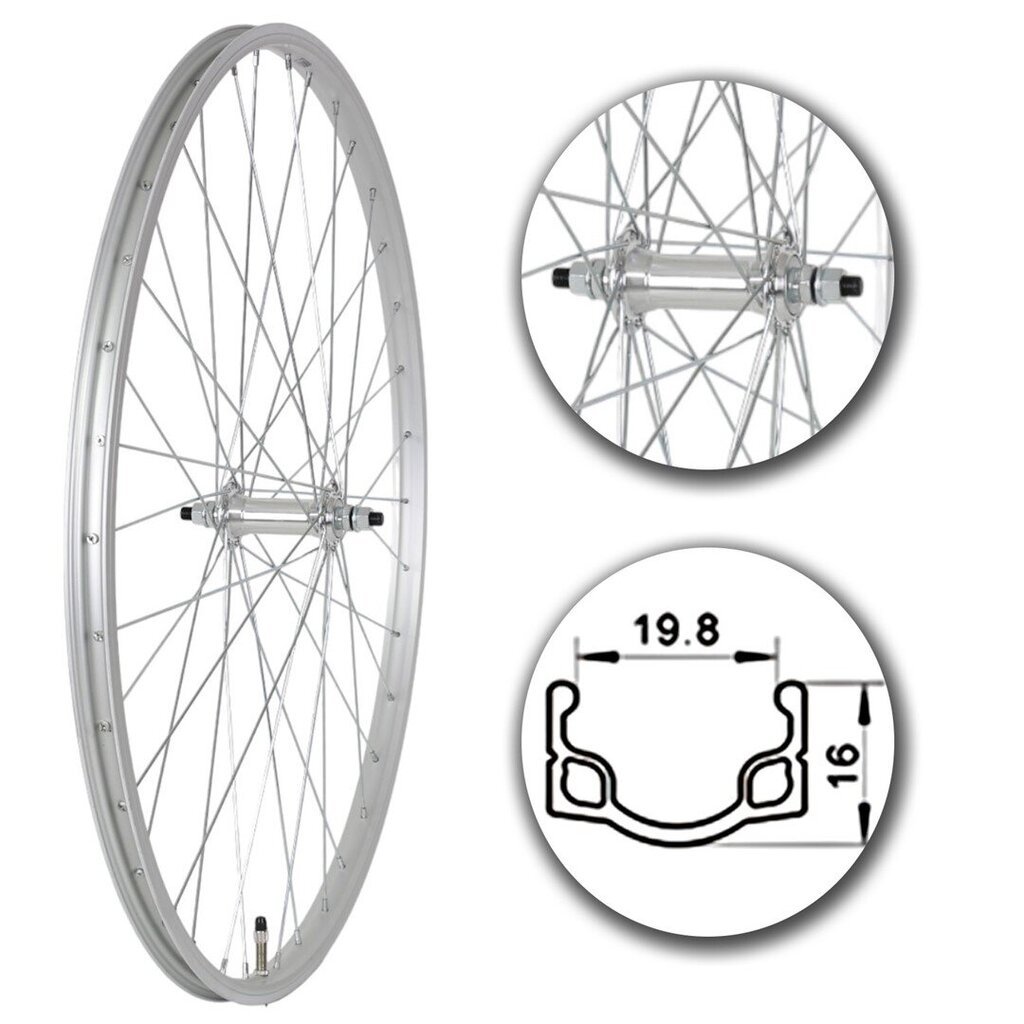 28" etupyörä polkupyörään, hopea hinta ja tiedot | Muut polkupyörän varaosat | hobbyhall.fi