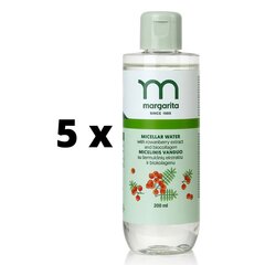 MARGARITA Misellivesi pihlajauutteella ja biokollageenilla 200ml x 5 kpl. paketti hinta ja tiedot | Kasvojen puhdistusaineet | hobbyhall.fi