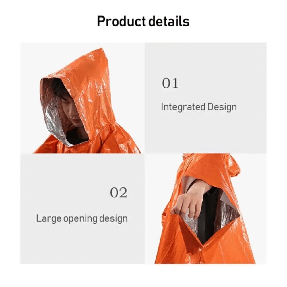 Emergency Survival Poncho sadetakki, oranssi hinta ja tiedot | Vedenpitävät retkeilyvarusteet | hobbyhall.fi