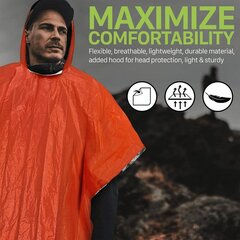 Emergency Survival Poncho Essential Survival Rain Orange hinta ja tiedot | Naisten takit | hobbyhall.fi