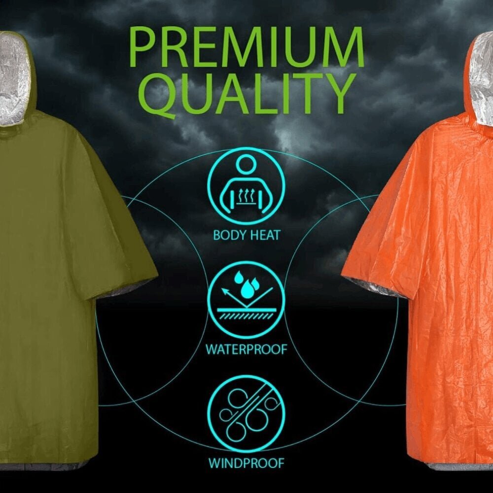 Emergency Survival Poncho sadetakki, oranssi hinta ja tiedot | Vedenpitävät retkeilyvarusteet | hobbyhall.fi