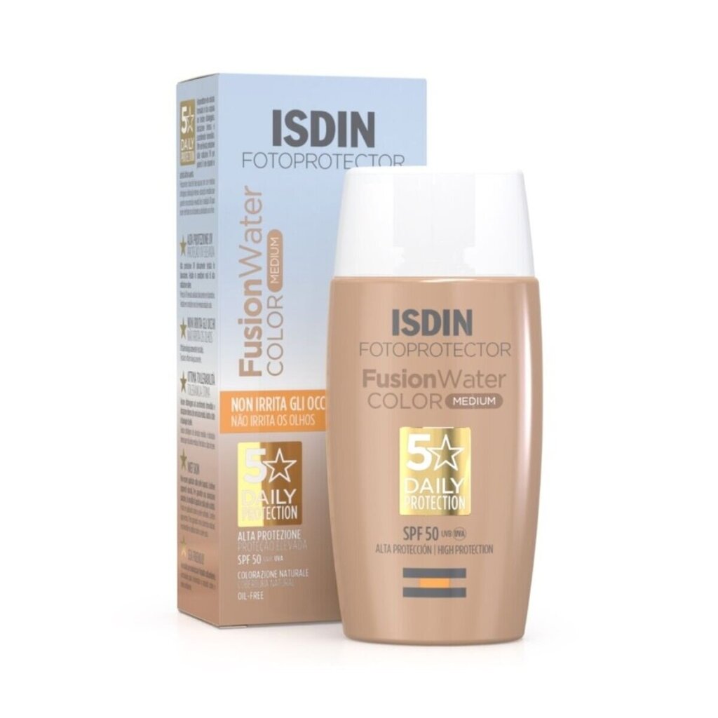 Aurinkosuoja värillä Isdin Fusion Water Spf 50 Medium 50 ml hinta ja tiedot | Aurinkovoiteet | hobbyhall.fi