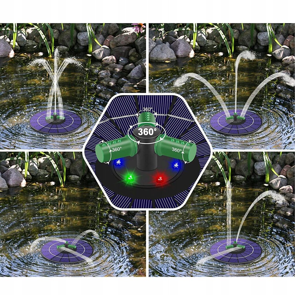 Kelluva suihkulähde aurinkopaneelilla ja LED-valolla hinta ja tiedot | Puutarhakoristeet | hobbyhall.fi