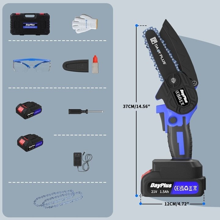 Akkukäyttöinen minimoottorisaha Dayplus PRO 1300 W hinta ja tiedot | Moottorisahat | hobbyhall.fi