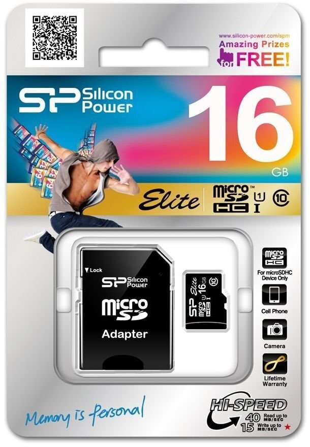 Silicon Power Elite UHS-I 16 GB, MicroSD hinta ja tiedot | Puhelimen muistikortit | hobbyhall.fi