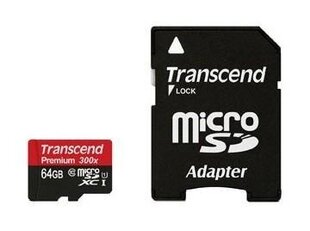 MEMORY MICRO SDXC 64GB W/ADAPT/CLASS10 TS64GUSDU1 TRANSCEND hinta ja tiedot | Puhelimen muistikortit | hobbyhall.fi