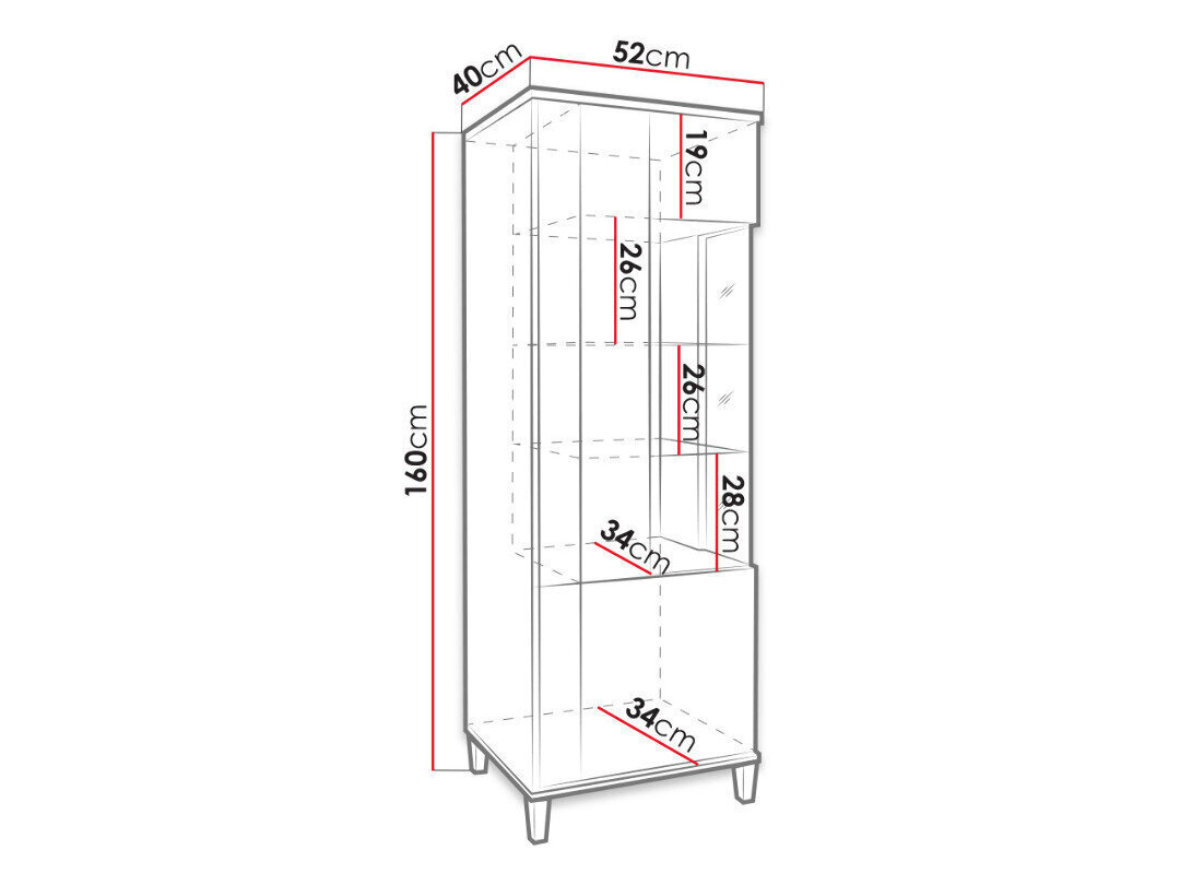 Vitriini Mirjan Marco, valkoinen/ruskea hinta ja tiedot | Vitriinit | hobbyhall.fi