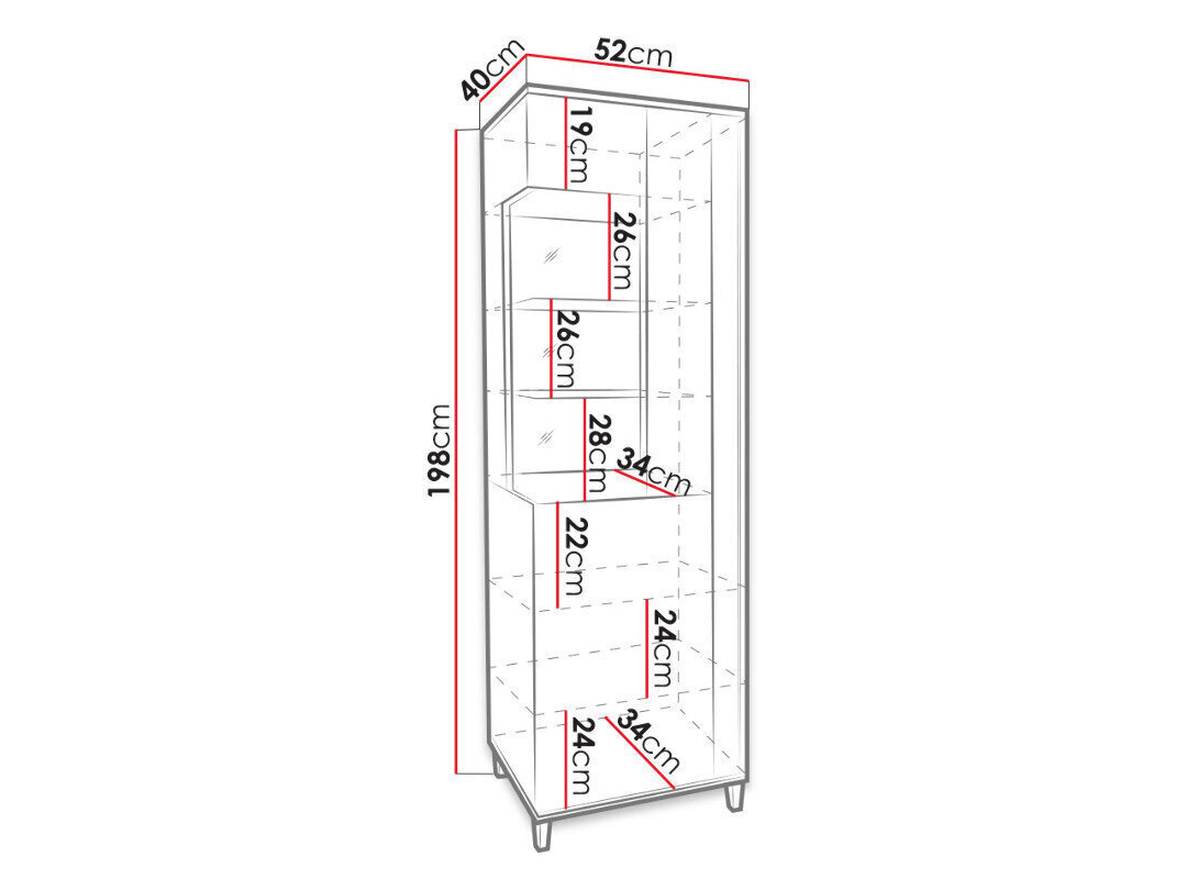 Vitriini Mirjan Marco 50, valkoinen/ruskea hinta ja tiedot | Vitriinit | hobbyhall.fi