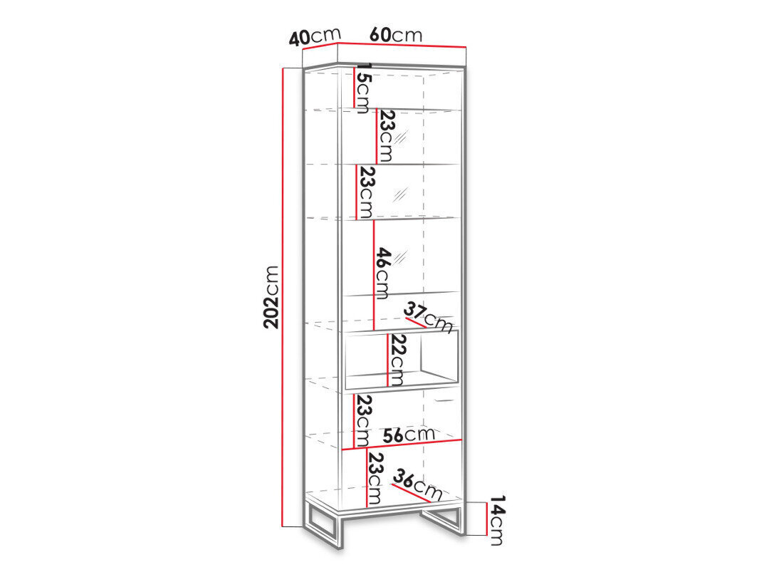 Vitriini Mirjan Olier, 60x40x202 cm, valkoinen hinta ja tiedot | Vitriinit | hobbyhall.fi