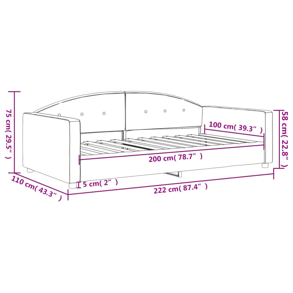 Vuodesohva vidaXL, 100x200 cm, harmaa hinta ja tiedot | Sängyt | hobbyhall.fi