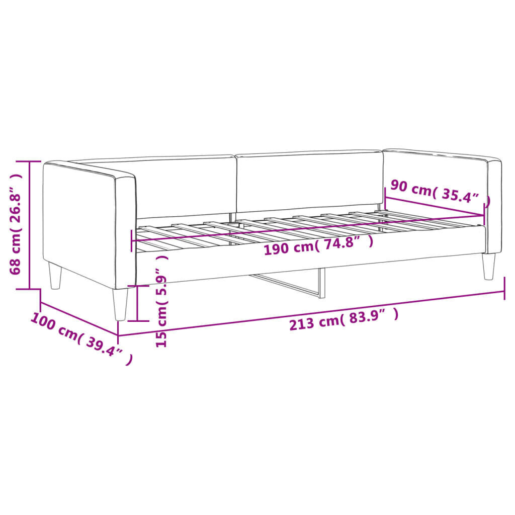 Vuodesohva vidaXL, 90x190 cm, musta hinta ja tiedot | Sängyt | hobbyhall.fi