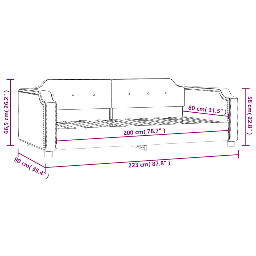 Vuodesohva vidaXL, 80x200 cm, musta hinta ja tiedot | Sängyt | hobbyhall.fi