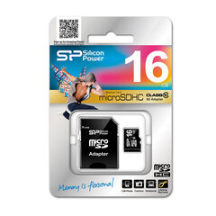 Silicon Power 16 GB, MicroSDHC, Flash me hinta ja tiedot | Puhelimen muistikortit | hobbyhall.fi