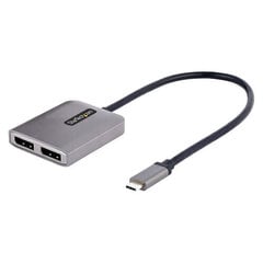 StarTech.com 2-porttinen USB-C MST-keskitin, USB Type-C - 2x DisplayPort-monimonitorisovitin kannettavalle tietokoneelle, Dual-DP jopa 4K 60Hz w/DP 1.4 Alt Mode & DSC, HDR, 1ft (30cm) kaapeli, USB-väyläkäyttöinen - Multi-Stream Transport Hub (MST14CD122DP hinta ja tiedot | Adapterit | hobbyhall.fi