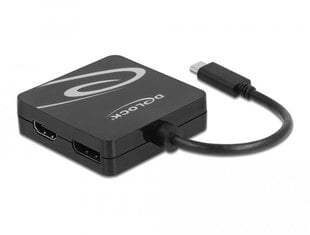 4in1-sovitin Delock 63129 USB-C - VGA / DVI / Displayport / HDMI-liitäntä, musta hinta ja tiedot | Adapterit | hobbyhall.fi