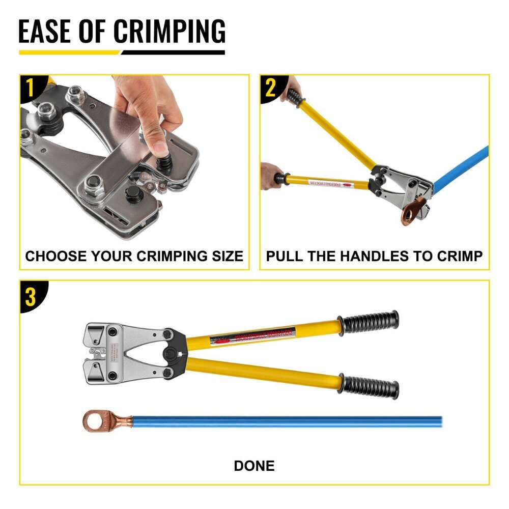 VEVOR-kaapelin pääteholkkien puristustyökalu, 10-120 mm² hinta ja tiedot | Käsityökalut | hobbyhall.fi