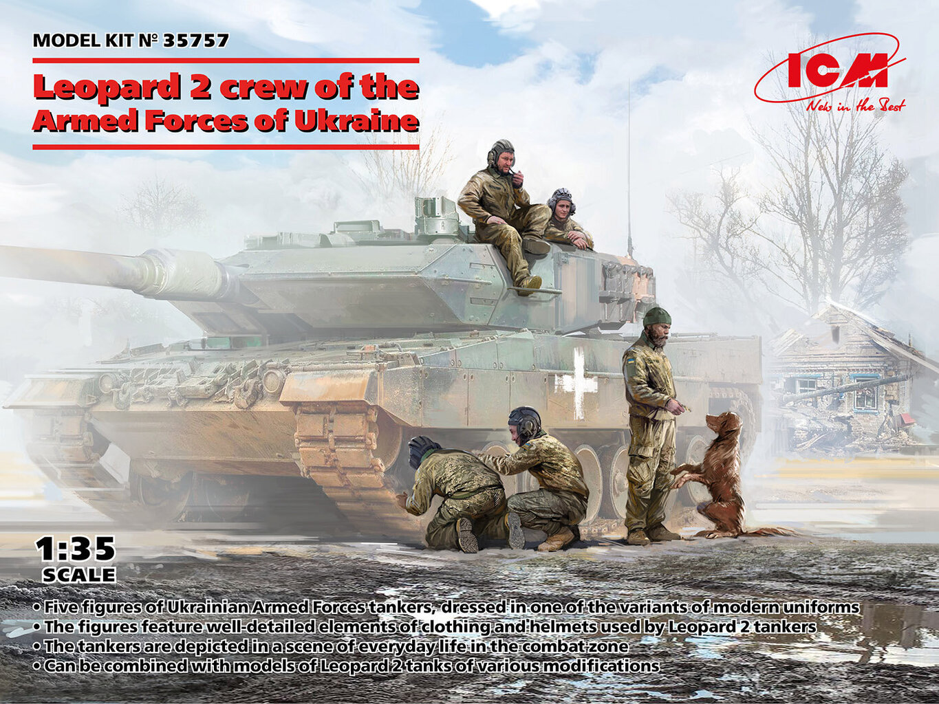 Liimattava malli ICM 35757 Leopard crew of the Armed Forces of Ukraine 1/35 hinta ja tiedot | Koottavat pienoismallit | hobbyhall.fi