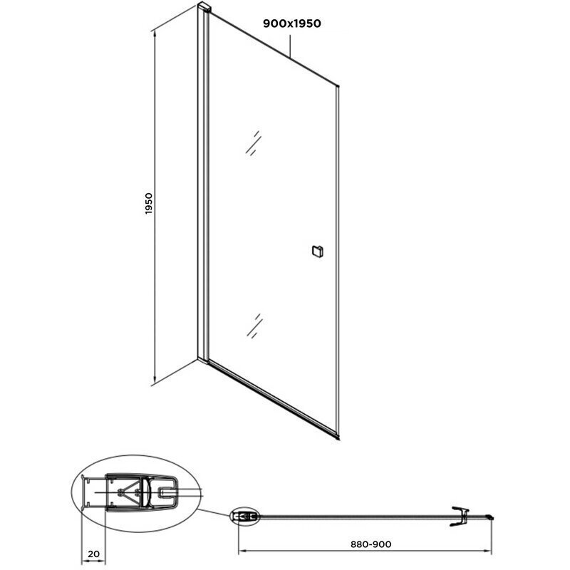 Suihkuovi MESINA black D-90, 90 cm hinta ja tiedot | Suihkuseinät ja -ovet | hobbyhall.fi