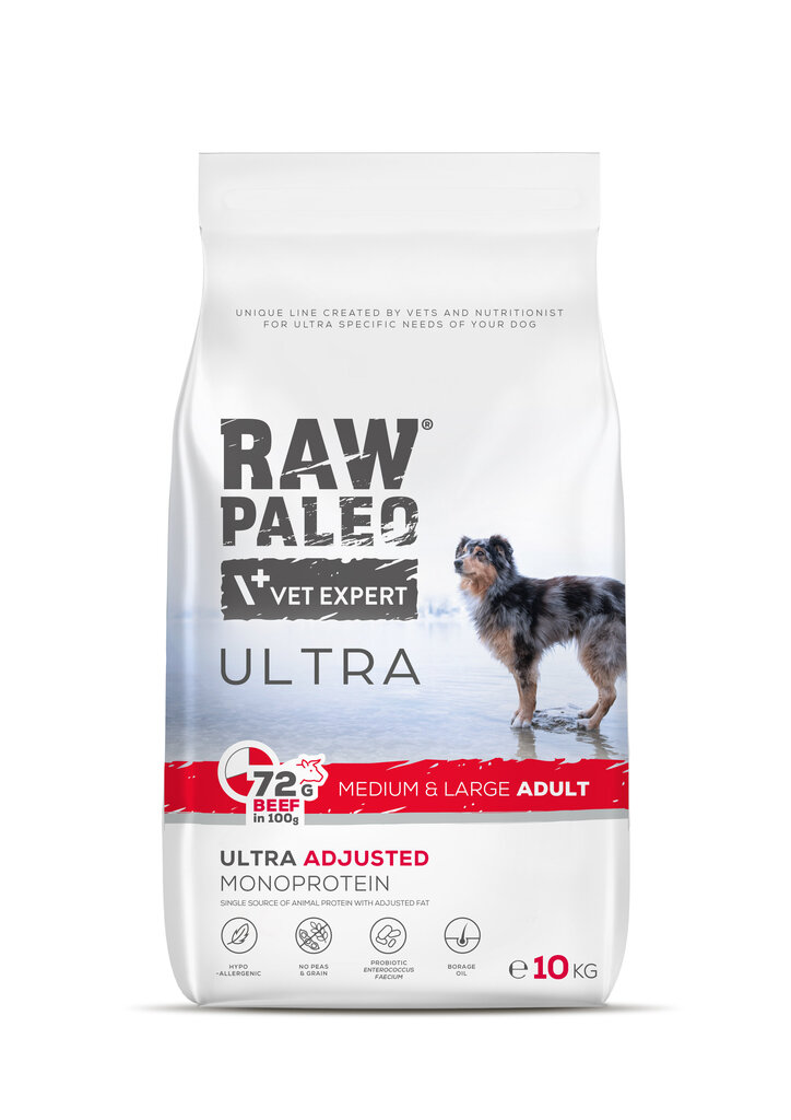 Raw Paleo Vet Expert Ultra Beef Medium&Large Adult, 14kg hinta ja tiedot | Koiran kuivaruoka | hobbyhall.fi