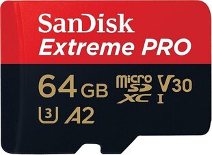 SANDISK Extreme Pro microSDXC 64GB + Adp muistitikku hinta ja tiedot | Puhelimen muistikortit | hobbyhall.fi