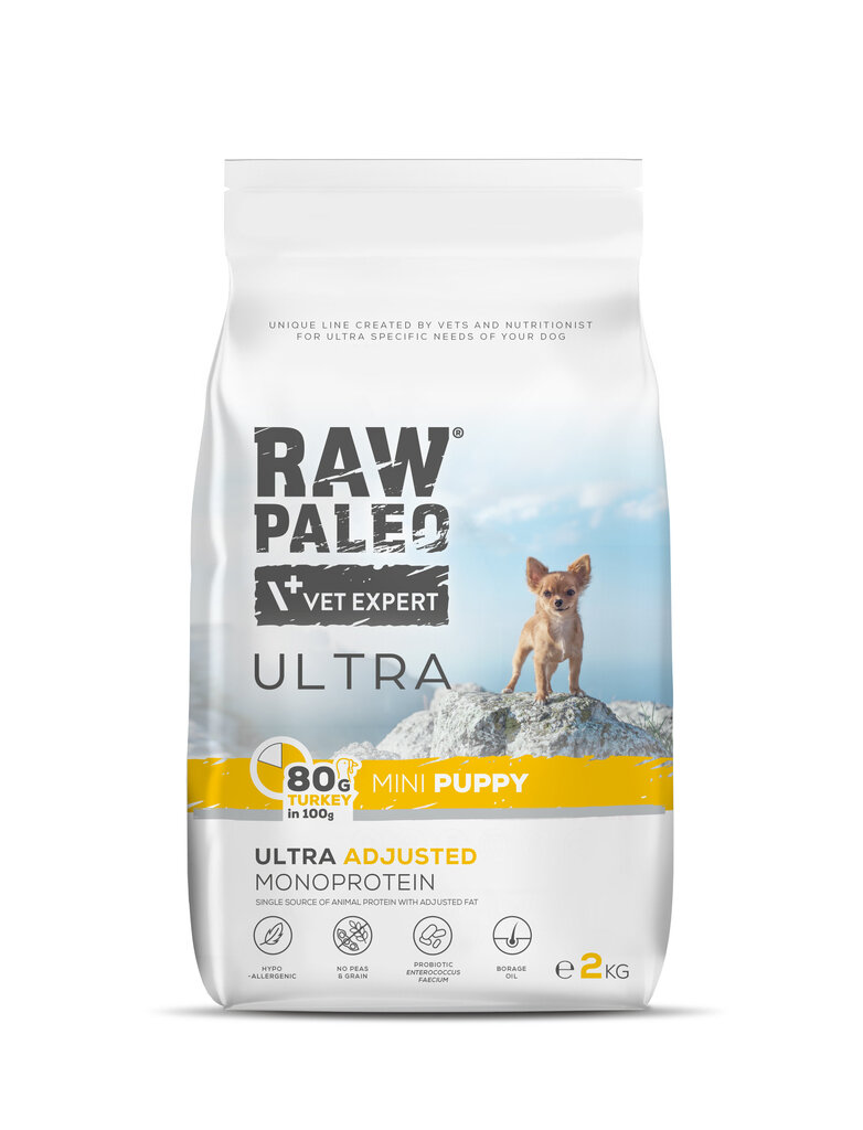 Raw Paleo Vet Expert Ultra Turkey Mini Puppy, 2kg hinta ja tiedot | Koiran kuivaruoka | hobbyhall.fi