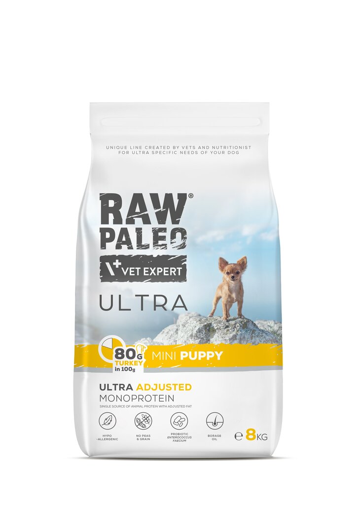 Raw Paleo Vet Expert Ultra Turkey Mini Puppy, 8kg hinta ja tiedot | Koiran kuivaruoka | hobbyhall.fi