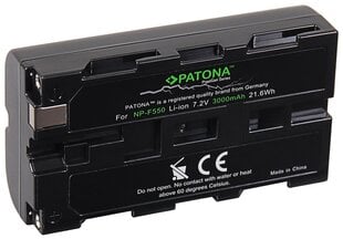 PATONA akku digitaaliseen kameraan Sony NP-F550 3000mAh Li-Ion 7,2V Premium hinta ja tiedot | Kameran akut | hobbyhall.fi