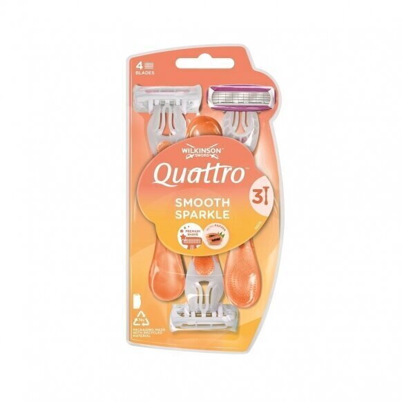 Naisten kertakäyttöinen partakone WS Quatro Sparkle, 6 x 3 kpl. hinta ja tiedot | Parranajo ja karvanpoisto | hobbyhall.fi