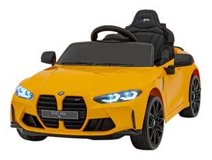 BMW M4, yksipaikkainen sähköauto lapsille, keltainen hinta ja tiedot | Lasten sähköautot | hobbyhall.fi