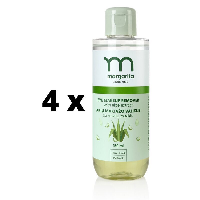 Aloe-uutetta sisältävä silmämeikinpoistoaine Margarita, 150ml x 4 kpl paketti hinta ja tiedot | Kasvojen puhdistusaineet | hobbyhall.fi