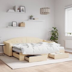 Ulosvedettävä sänky laatikoilla vidaXL, 80x200 cm, beige hinta ja tiedot | Sängyt | hobbyhall.fi