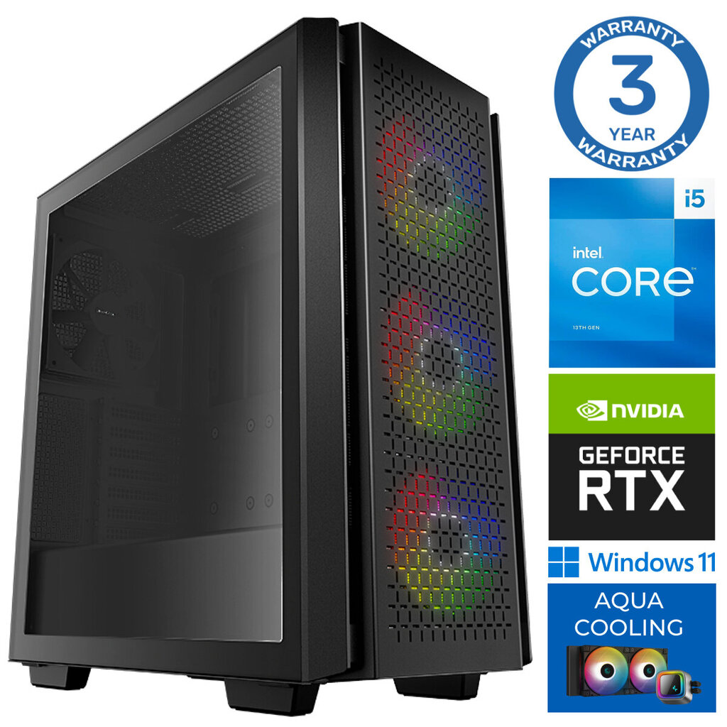 INTOP AQUA i5-14400F 64GB DDR5 1TB SSD M.2 NVME+2TB RTX4060Ti 8GB WIN11Pro hinta ja tiedot | Pöytätietokoneet | hobbyhall.fi