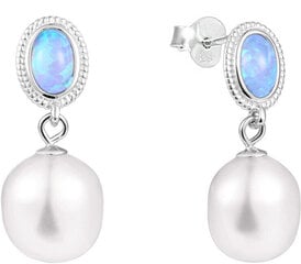 JwL Luxury Pearls Ylelliset korvakorut aidolla barokkihelmellä ja synteettisellä opaalilla JL0583 sJL0583 hinta ja tiedot | Korvakorut | hobbyhall.fi